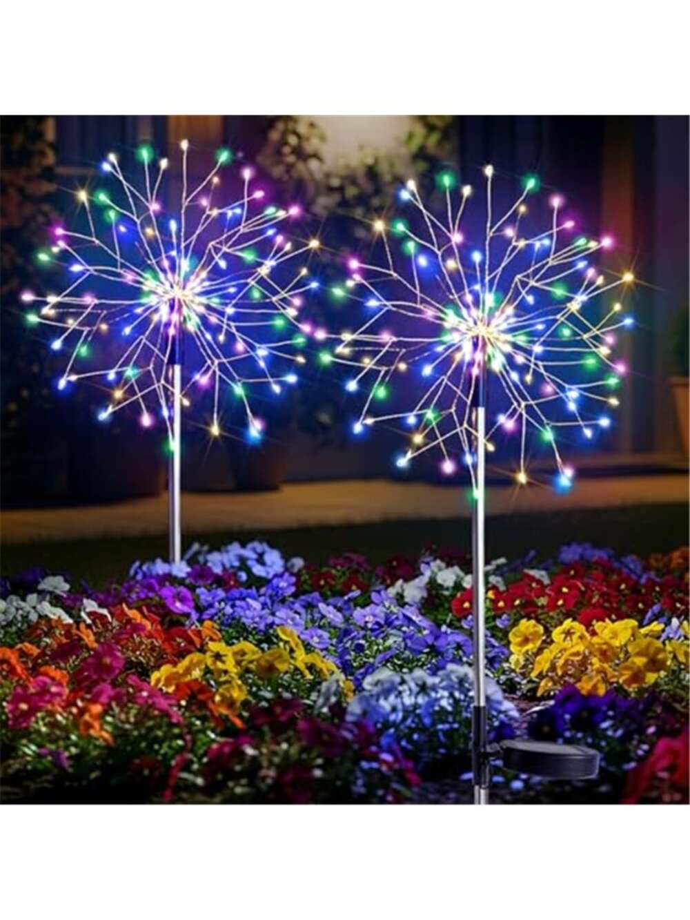 Solar Garden Lights Outdoor 2-Pack 150LED Firework Lights Multicolor